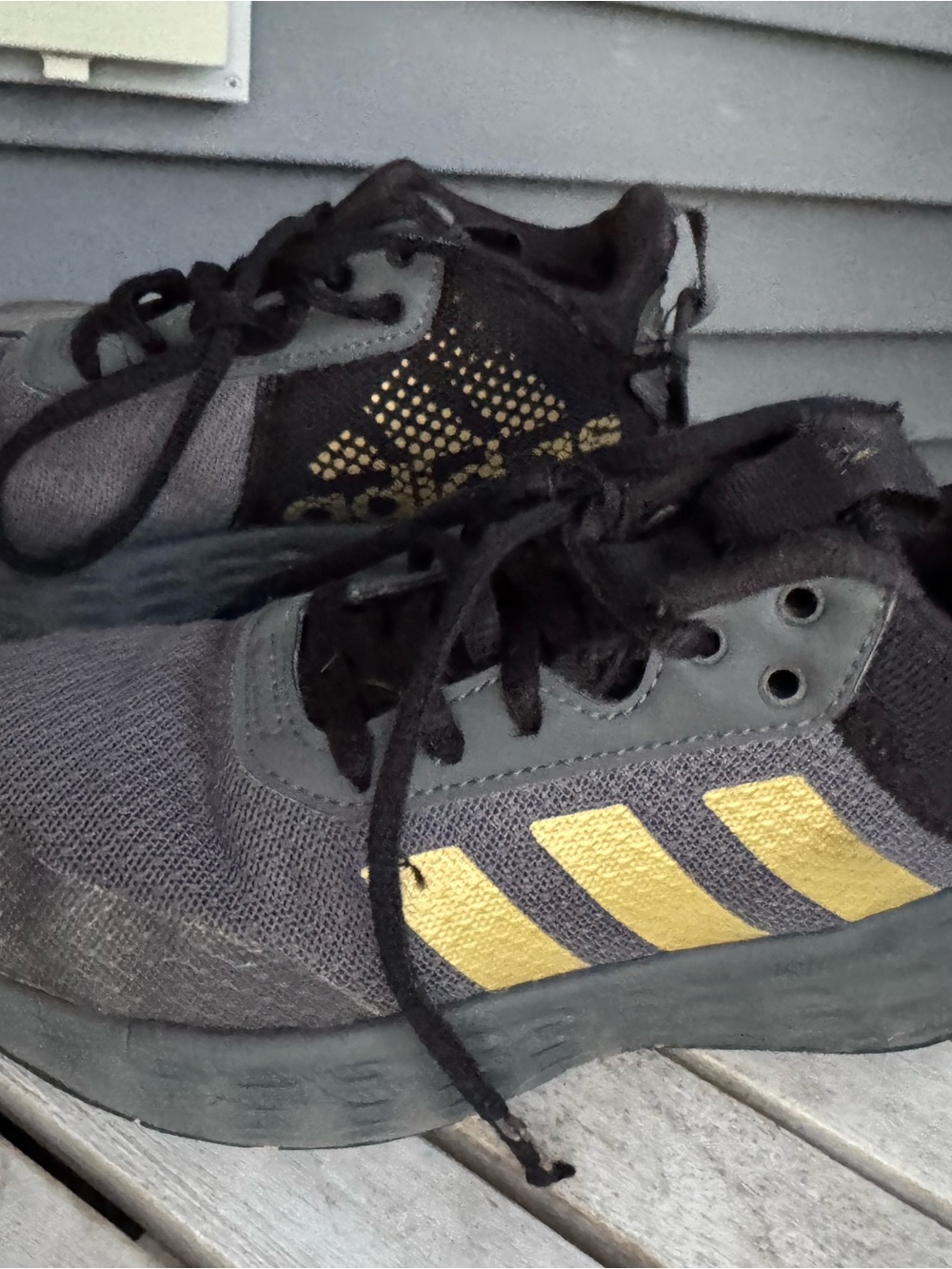 Youth Adidas Black & Gold Athletic Sneakers
